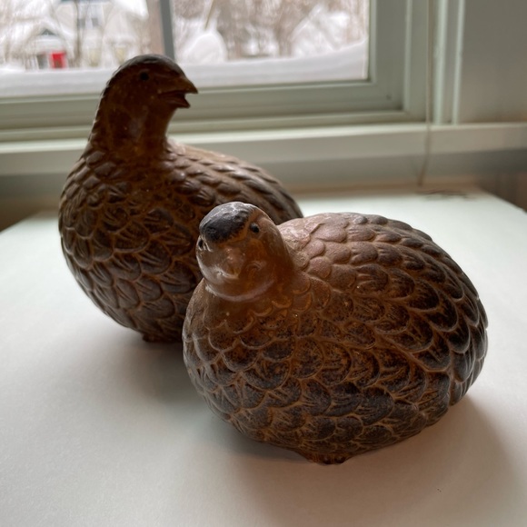Vintage brown ceramic quails. Set of two. Made in Japan. - Picture 3 of 6